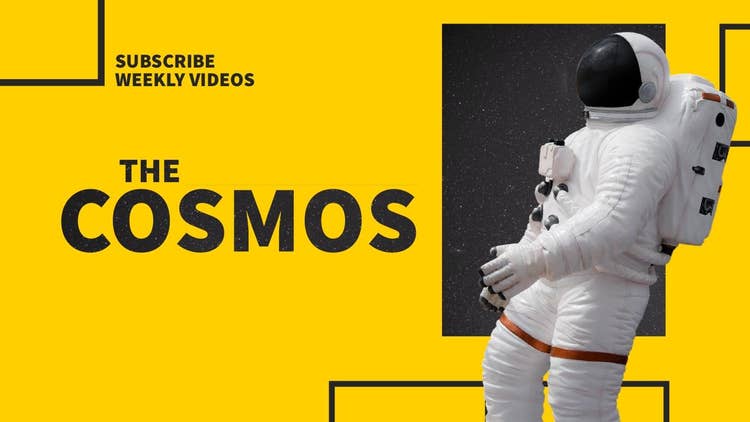 Yellow Cosmos Youtube Channel Art with Astronaut
