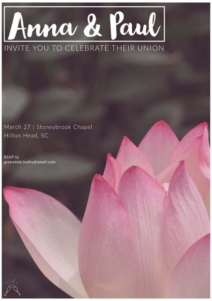 Pink Lotus Flower Elegant Wedding Invitation