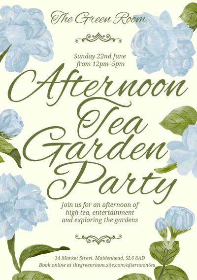 A poster with flowers and text Description automatically generated