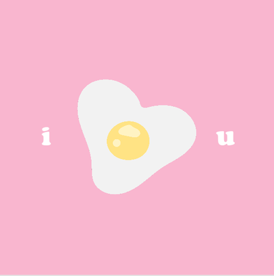 A heart shaped egg with a yolk Description automatically generated
