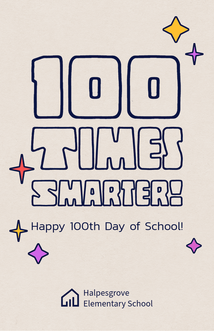 Cream 100 Days of School Poster