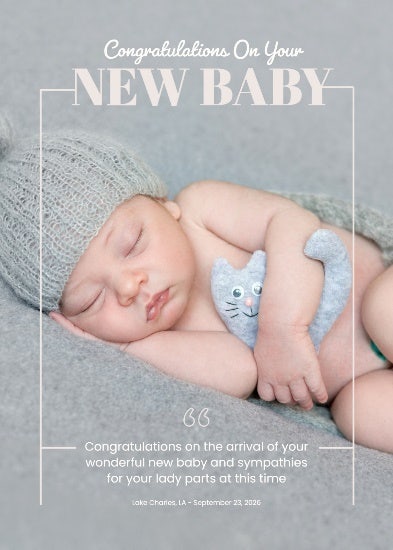 Grey Baby Born Greeting Card