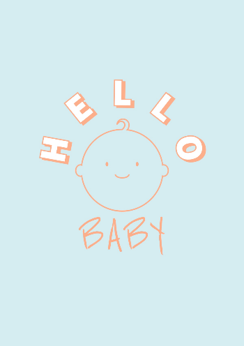 Blue Pink & White Hello Baby A5 Greeting Card