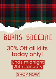 Beige & Red Tartan Burns Kilt Offer A3 Poster