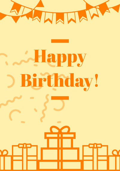 Yellow And Orange Present Illustration Birthday Card