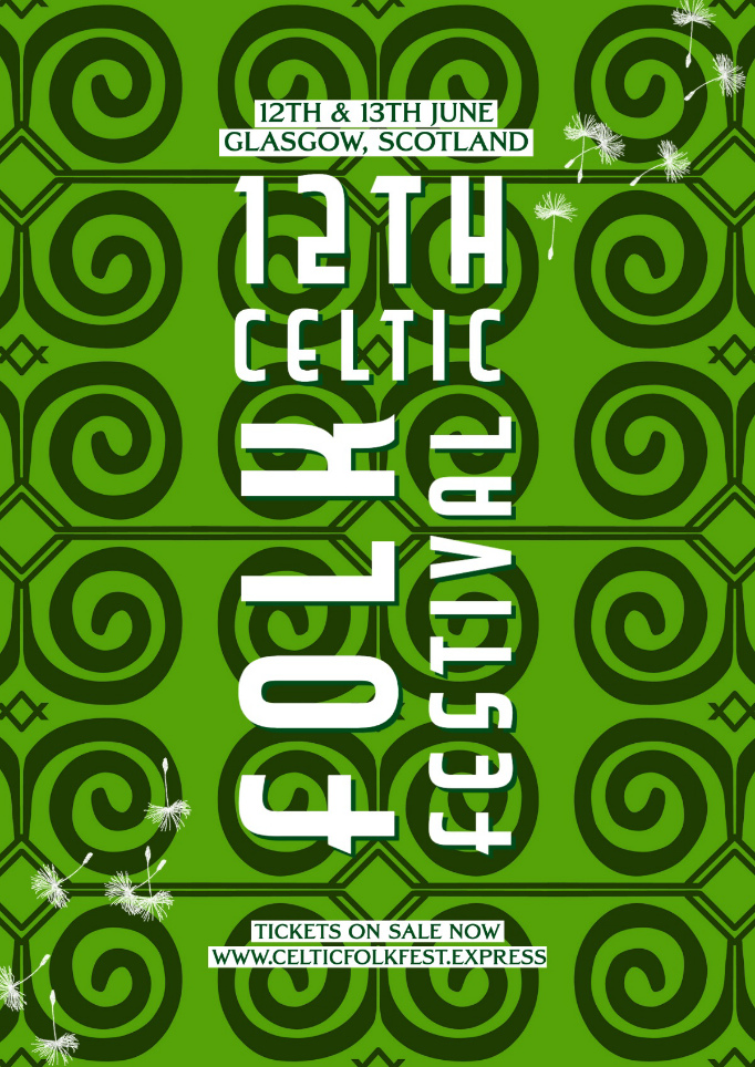 Light Dark Green White Celtic Folk Festival A3 Poster