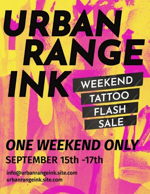 Pink and Yellow Tattoo Shop Flyer