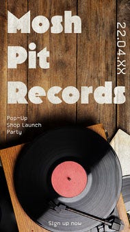 Brown Simple Record Shop Party Facebook Story Ad