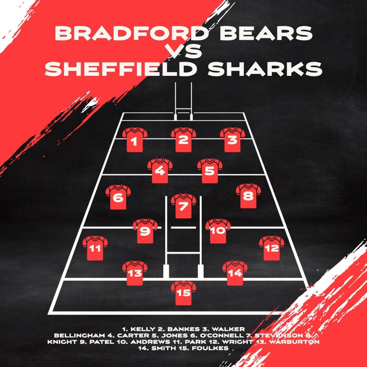 Red Black & White Rugby League Union Line-up Game Instagram Square Post Set