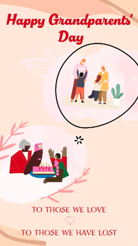 Peach Happy Grandparents' Day greeting card.