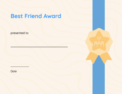 Blue Best Friend Award Certificate