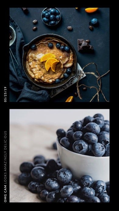 Orange and Blue Toned Blueberry Collage Instagram Story