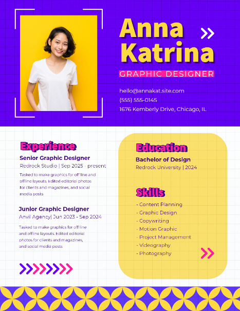 Colorful Graphic Designer Resume
