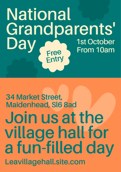 Green and orange design about an event to celebrate the National Grandparents' Day.