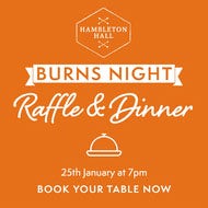 Orange & White Simple Burns Night Dinner Facebook Ad