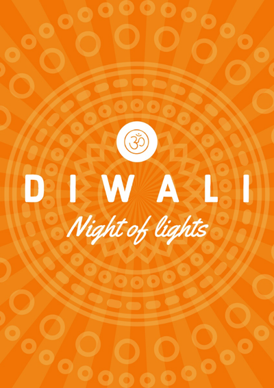 Orange And White Diwali Greeting Card