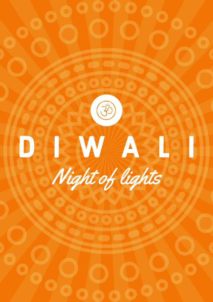 Orange And White Diwali Greeting Card