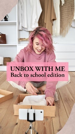 Pink Back to School Unboxing Tik-Tok Video Post