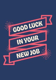 Blue And Pink Banner And Fireworks New Job Card