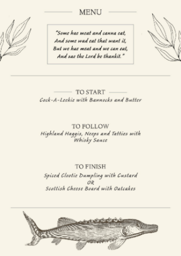 Beige & Grey Sophisticated Burn's Night A4 Menu