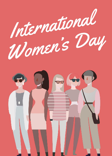 Red Bold Illustrative Women Greeting Card