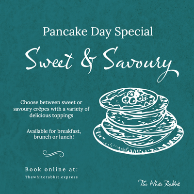 Blue & White Illustrative Pancake Day Instagram Square Post Set