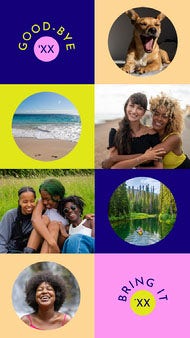 Blue & Pink New Years Photo Collage Instagram Story