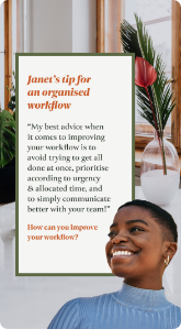 janet's tip for an organised workflow