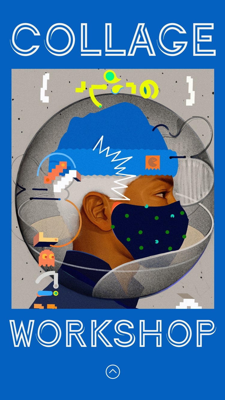 Blue Collage Workshop Instagram Story