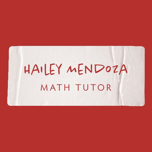 Red Sticker Hailey Mendoza Math Tutor Logo