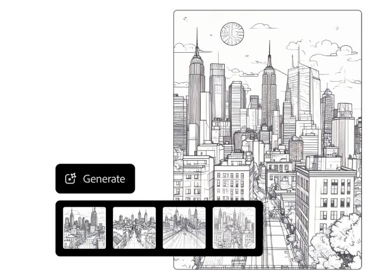 A stlylised pen and ink AI generated art of city architecture., Afbeelding