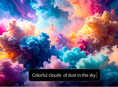 https://firefly.adobe.com/community | AI generated image of colourful clouds in a vibrant sky.
