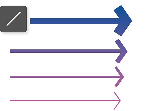 Examples of arrows made using the Line tool in Photoshop.