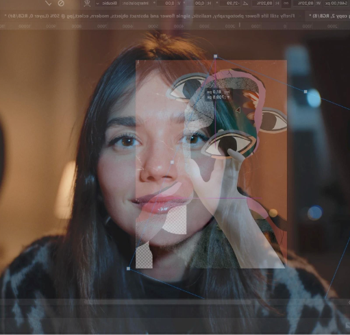 https://main--cc--adobecom.aem.page/uk/cc-shared/assets/video/product/photoshop/explore/media_154735ac0dfe2c5d2388a509e897575fb373487d6.mp4#_autoplay | A woman sits looking at a screen, creating a unique collage image of eyes, hands and other images.