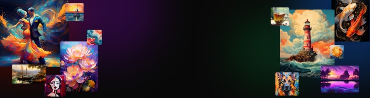 Ảnh ghép gồm các phong cách ấn tượng, trừu tượng và sơn dầu tạo qua công cụ tạo tranh vẽ bằng AI