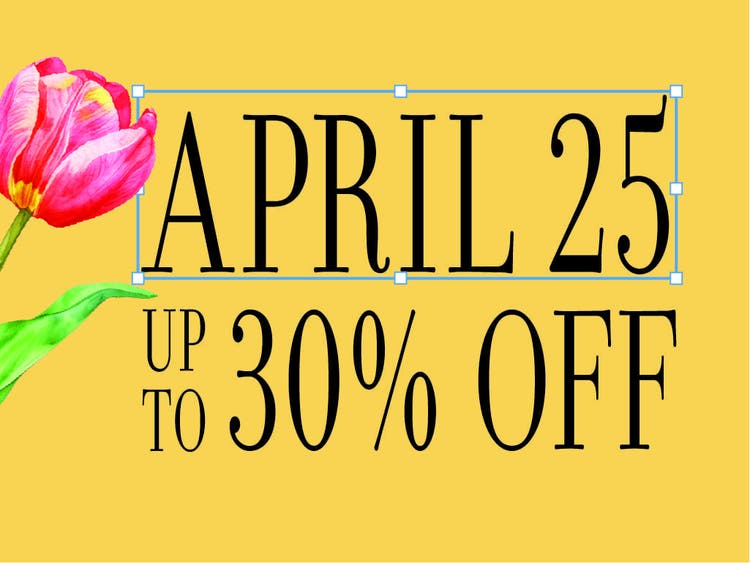 Các chữ "April 25" được viết theo kiểu chỉ có đường viền