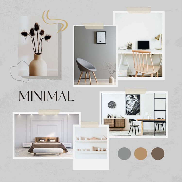 Neutral Gray Interior Mood Board Instagram Square