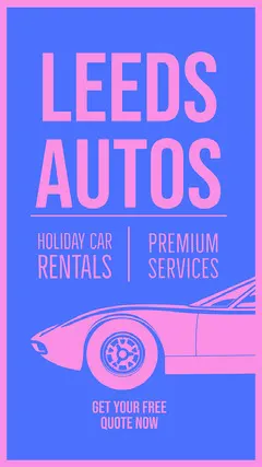 Pink and Blue with Car Illustration Rental Service Instagram Story