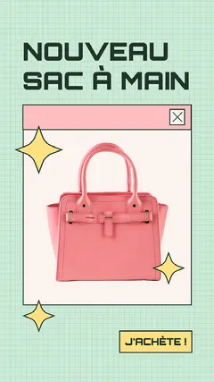 Pastel blue pink Handbag ads Facebook story animated